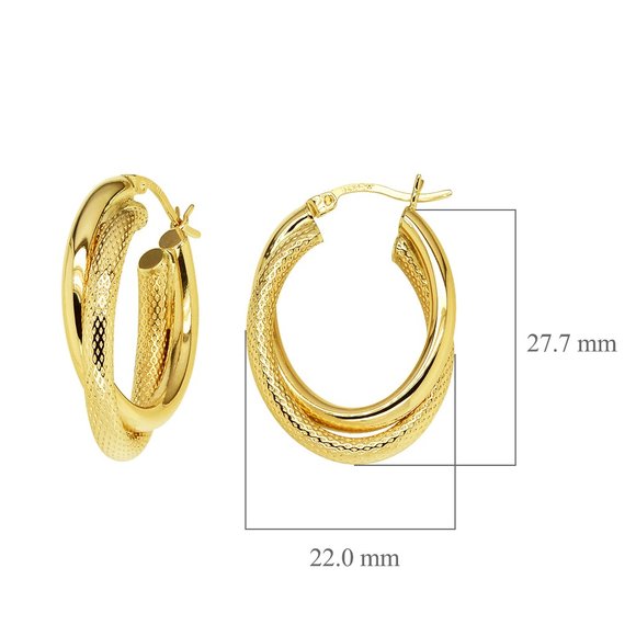 Oval Double Twisted Hoop Earrings 14K Yellow Gold - Picture 4 of 4
